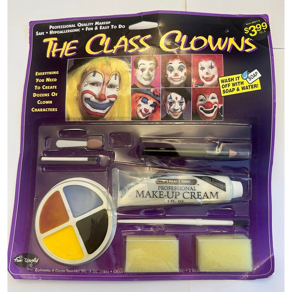 Vintage Fun World “The Class Clowns” Sealed Halloween Makeup Kit – 90s NOS